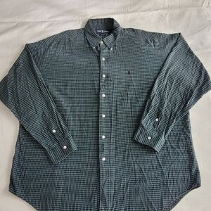 Ralph Lauren Men's Green Checkered Shirt There is a defect in the fabric